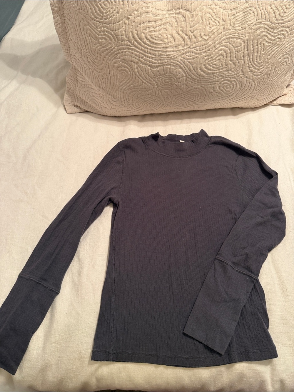 Free People intimately Mock Neck Long Sleeve Ribbed Top - Charcoal